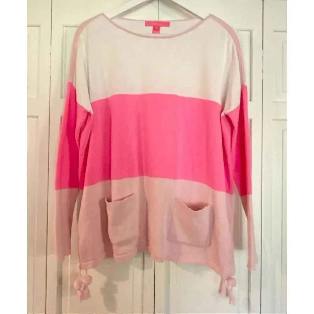Lilly Pulitzer Westwood colorblock the detail pink sweater small